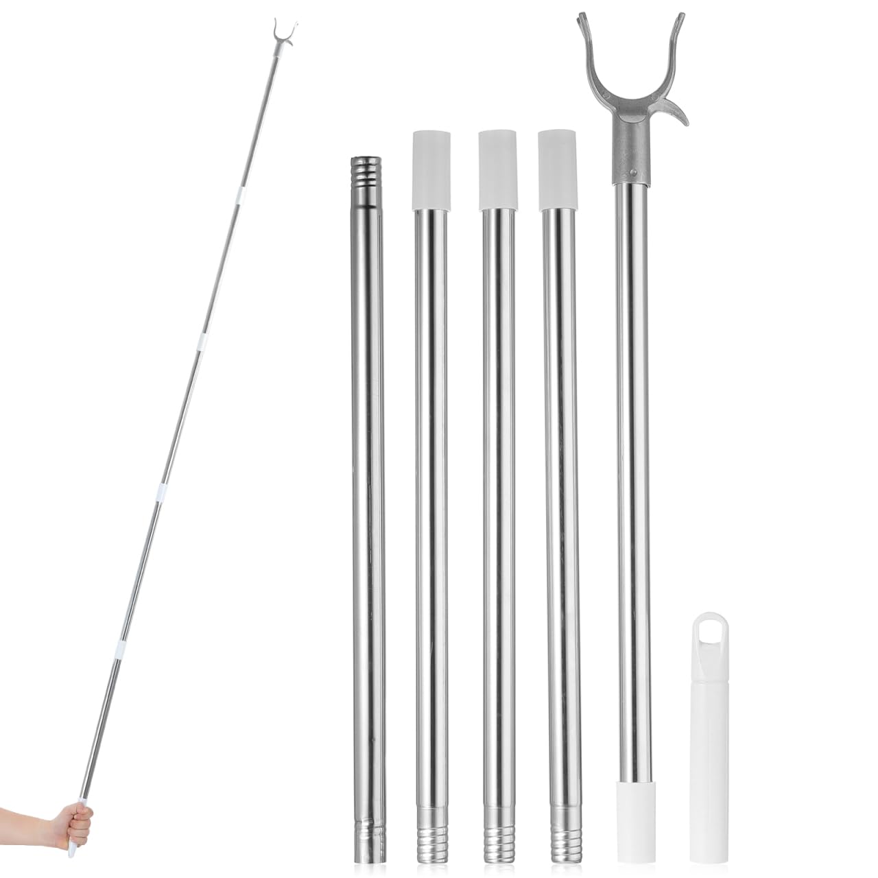 Barre à linge télescopique longue portée en acier inoxydable pour armoire