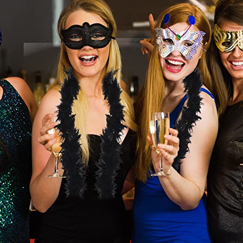 Uoeo 10 Pack 6.6Ft Colorful Feather Boas Natural Feather Boa Women Girls Dress Up Boa For Craft Wedding Party Dress Up Halloween Christmas Costume Decoration, Black #TOP6