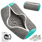 Bolsas para Lavar Zapatillas en Lavadora Bolsa Lavadora Zapatillas de Malla Reutilizable con Cremallera Oculta Limpieza Profunda 360° y Protección para Todo Tipo de Calzado, Gris