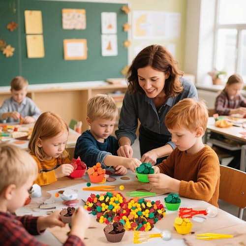 Image of EZdhuawuse Fall Sensory Bin Fillers Toys- 267Pcs Thanksgiving Gifts Fine Sorting Stacking Motor Toys for Kids, Autumn Glitter Felt Maple Leaf Pumpkin Sorting Activity for Preschool Early Development