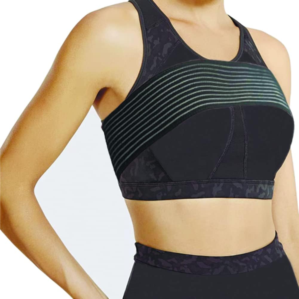BANWMEN Post Surgical Implant Stabilizer Strap Support Brace Bandage, Breast Augmentation and Reduction Band, Chest Compression Support Band for Large Breast Exercise, Fits Most (black)