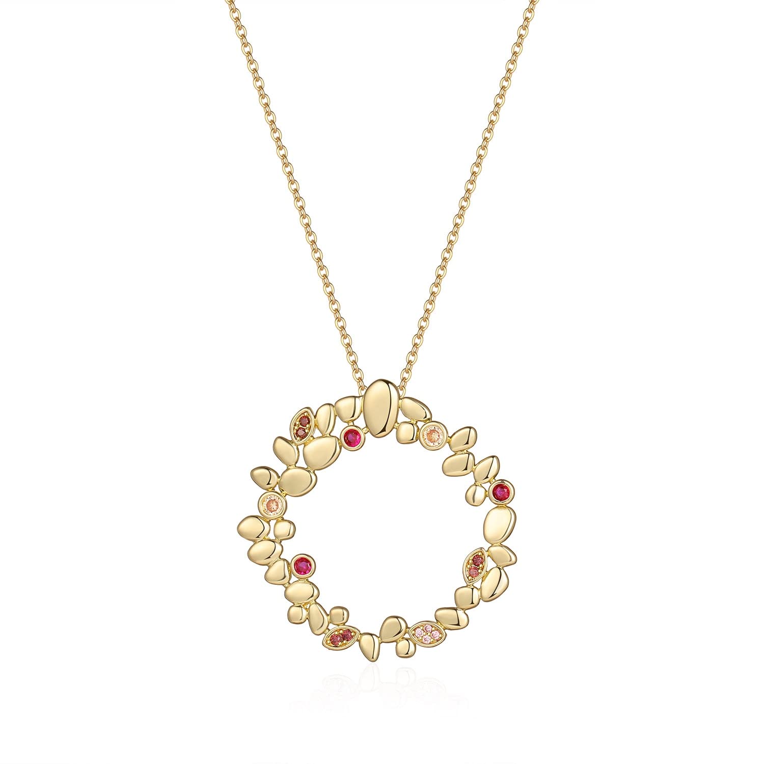 Collane Fiore Rotondo Piccolo Ciondolo intarsiato Cristallo a Catena Sottile Collana Pendente Pendente ciondoli Donna Collana di Moda Gioielli Collana da Donna (Metal Color : GOLD2)