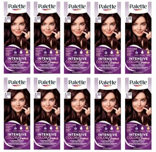 (Pack of 10) Palette Intensive Color Cream 4-89 (RFE3) Intensive Aubergine Hair Color - Full Box - with English instruction leaflet