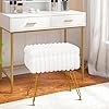 Faux fur vanity stool with storage ottoman vanity chair for makeup room vanity stools for bedroomfootrest with metal legs and as a coffee tablewhite  urban country home decor