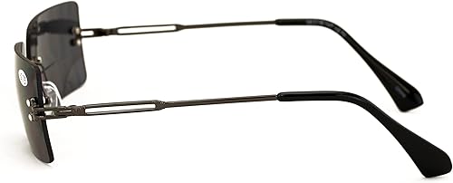 Miniatura 10 de Gafas de sol de lectura BIFOCAL para exteriores de metal sin montura - Gafas de lectura rectangulares de moda tintadas