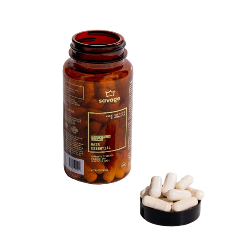 SAVAGE Hair Essential Supports Stronger, Thicker & Healthier Hair Capsule | Whole Food Biotin & Amino Acids (B0C8D171RL) Amazon Price History, Amazon Price Tracker