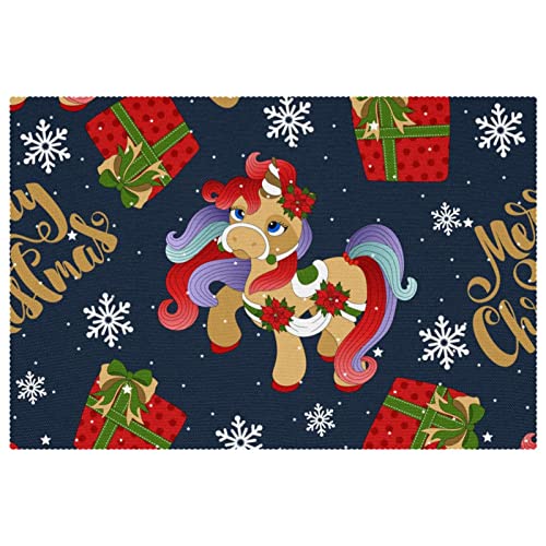 Set de table licorne de Noël lavable pour éviter les taches de fêtes - 2