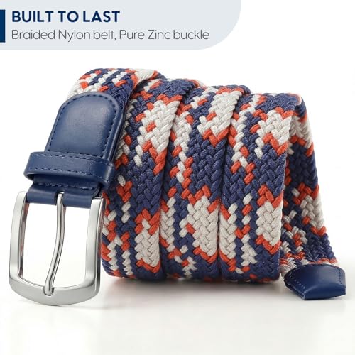 Image of SUOSDEY Men Stretch Braided Belt, Elastic Belt for Jeans Pants Casual Golf Belt 1 3 /8 inch