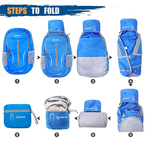 Image of ZOMAKE Ultra Lightweight Packable Backpack 25L - Foldable Hiking Backpacks Water Resistant Small Folding Daypack for Travel(Dark Blue)