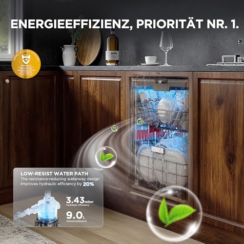 Moderne Touch-Control-Oberfläche der Midea Spülmaschine MDWEB1403MB-EA mit LED-Anzeige für 9 Programme