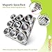 Nellam Stainless Steel Magnetic Spice Jars - Bonus Measuring Spoon Set - Airtight Kitchen Storage Containers - Stack on Fridge to Save Counter & Cupboard Space - 9pc Organizers in Silver