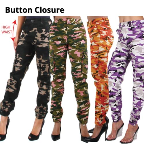 Red Fox Women's High Waist Camouflage Military Cargo Jogger Pants - Army Casual Camo Cargo Stretch Comfy Athletic Pockets4