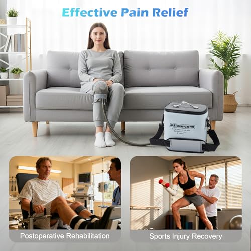 Hlieeosfcn Cold Therapy Machine,10-90min Timing, Portable Ice Therapy Machine with Programmable Timer for Knee After Surgery,6 Adjustable Water Flow Levels, for Shoulder, Knee, Ankle, Back - Image 6