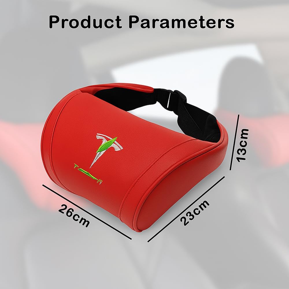 Car Headrest Neck Pillow Support Ergonomic, with Valve Stem Covers Accessory for Driving Seat Fatigue Relief Compatible with Model S X 3 Y & Cybertruck - 2 Pieces