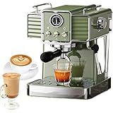 Cafetera espresso con espumador de leche y varita de vapor, presión de 15 bares, tanque de agua desmontable de 1,6 L, medidor de presión visual para barista latte y capuchino en el hogar