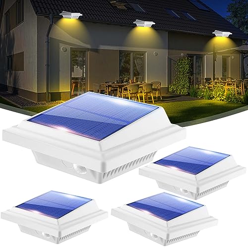 BILLION DUO Dachrinnen Solarleuchte für den Außenbereich 4er Solarlampen für Außen Garten Wasserdichte 40 LEDs Zaunbeleuchtung Weiße Solar Wandlampe Warmweißes Solarlicht für Garage Terrase