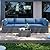 Shintenchi 5 Pieces Outdoor Patio Furniture Sets, Patio Sectional Sofa Couch, Silver Gray PE Wicker Furniture Modular Patio Conversation Sets Patio Sofa with Washable Cushions & Table (Aegean Blue)