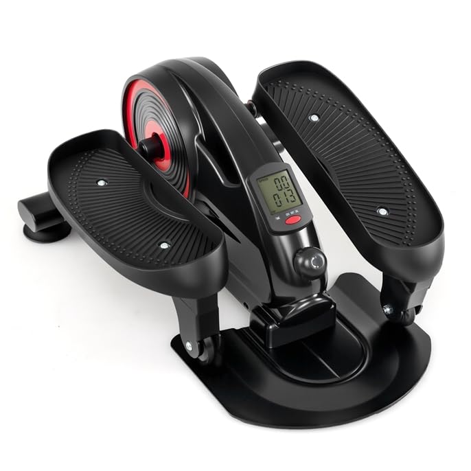 GYMAX Máquina Elíptica de Pedales, Mini Elíptica Eléctrica Bajo Escritorio con Resistencia Magnética Ajustable, Pedaleador Compacto con Monitor de Pantalla LCD para Piernas para Ancianos Hogar Oficina