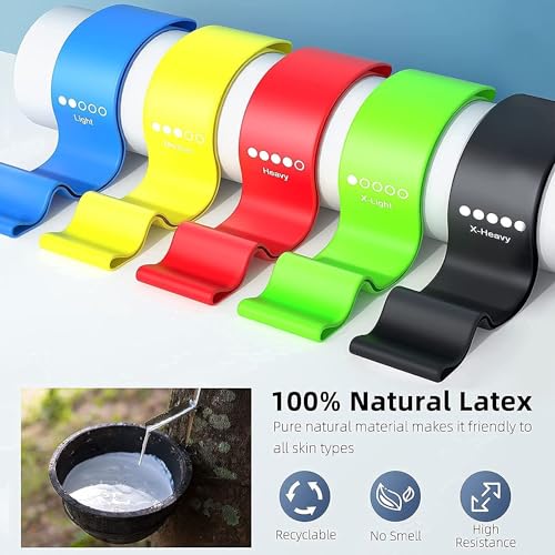 Image of A AZURELIFE Stretch Strap Loop Resistance Band for Workout,Tool for Yoga Physical Therapy, Dance and Pilates, Gymnastics,Exercise Strength Training Bands with Women and Men, (5, 5Colour)