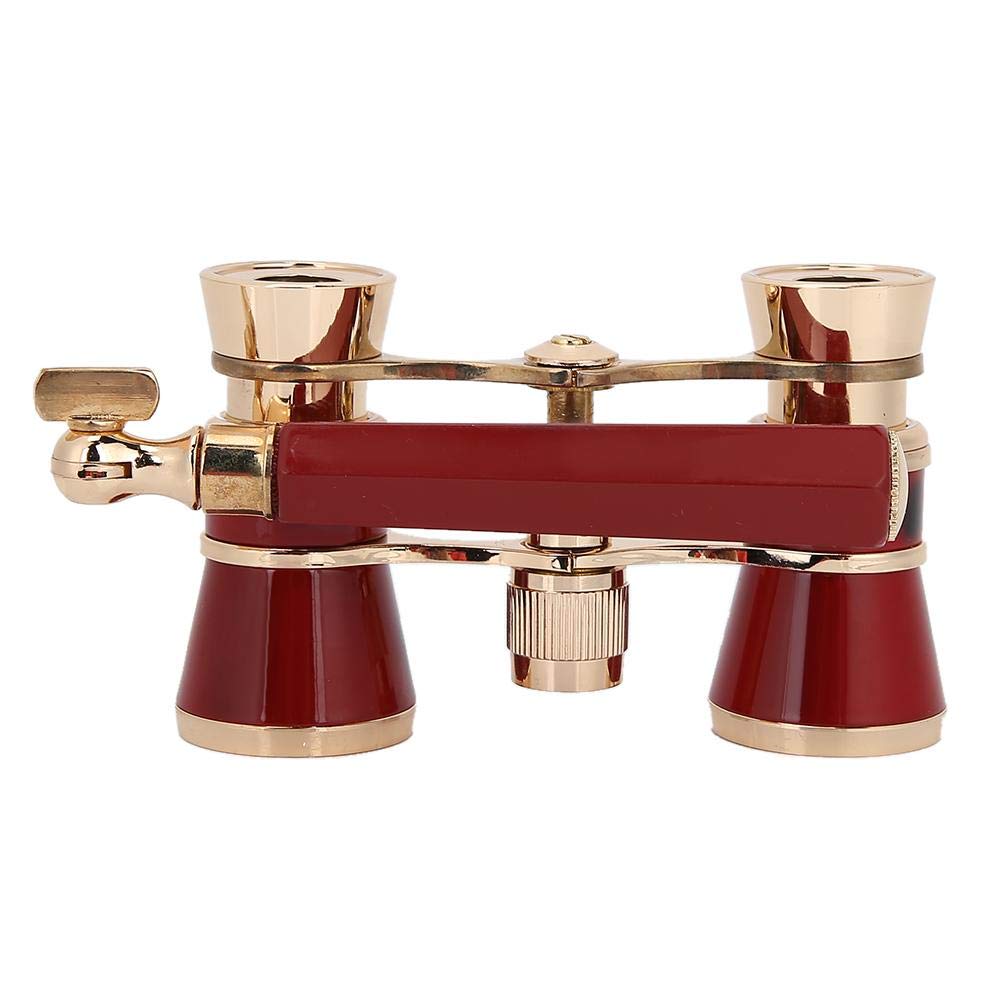 Opera Fernglas, Brillen-Teleskop 3X25 Theaterbrille -Fernglas Concert Portable Compact Lightweight, mit Griff für Erwachsene Kinder Frauen Mädchen im Musical(rot)