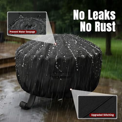 SHINESTAR Fire Pit Cover Round, Fits for 44-48 Inch Fire Pit Table, 600D Heavy Duty Fabric, Waterproof and Windproof, 48" D x 24" H, Black by SHINESTAR - Image 5