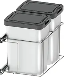 Lixeira Dupla para Cozinha Suprema Corrediça Deslizante Lateral 9 litros Embutir Dimec