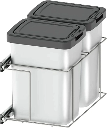 Lixeira Dupla para Cozinha Suprema Corrediça Deslizante Lateral 9 litros Embutir Dimec