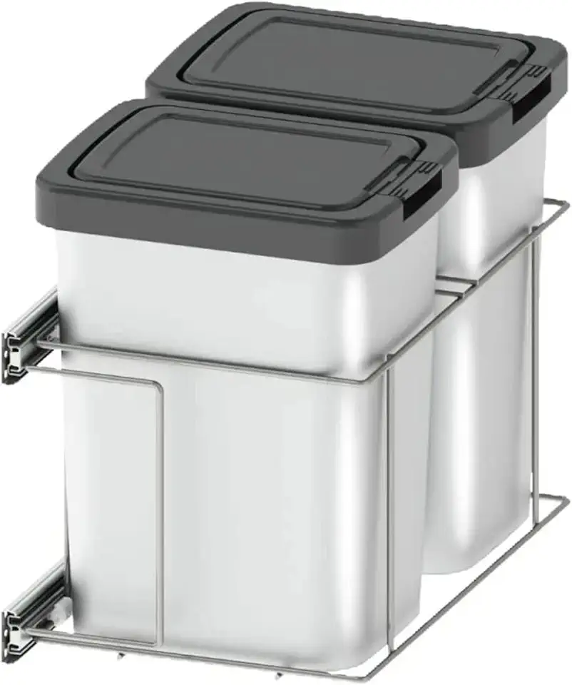 Lixeira Dupla para Cozinha Suprema Corrediça Deslizante Lateral 9 litros Embutir Dimec