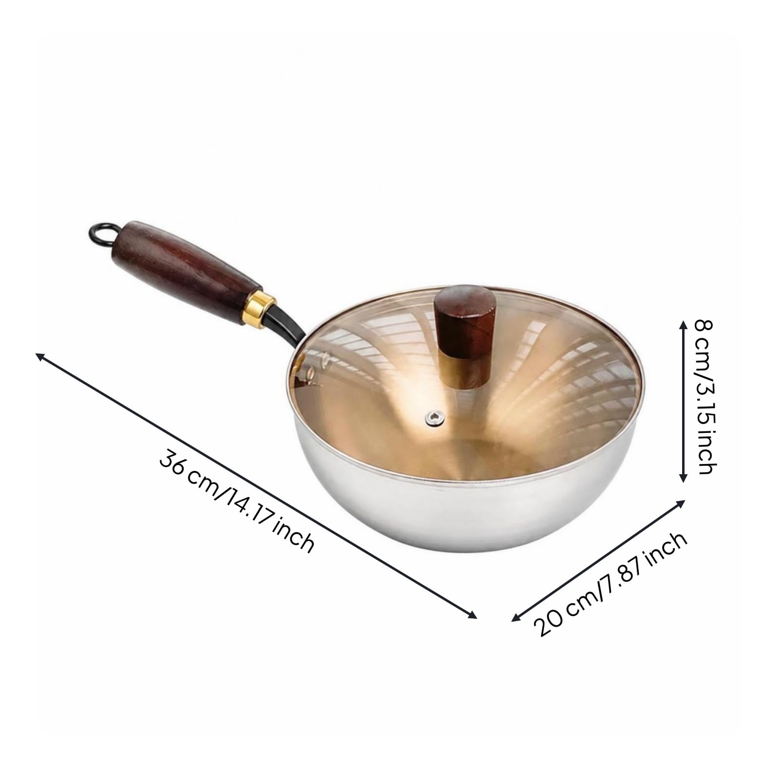 Vielseitig Wokpfanne | Induktionsgeeignet, Wok-Pfanne mit Glasdeckel, Bratpfanne, für Küche, Hobbyköche