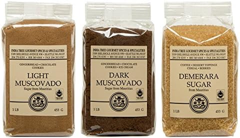 Mauritius Brown Sugar Bundle - Demerara, Dark Muscovado and Light Muscovado - 1 Pound Bags (3 items)