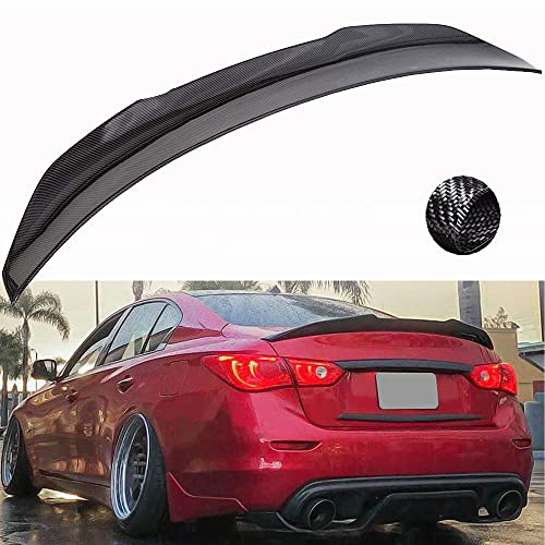 Jie Norman Real Carbon Fiber Rear Trunk Spoiler Wing Fits for 2014-2020 Infiniti Q50 PSM Style