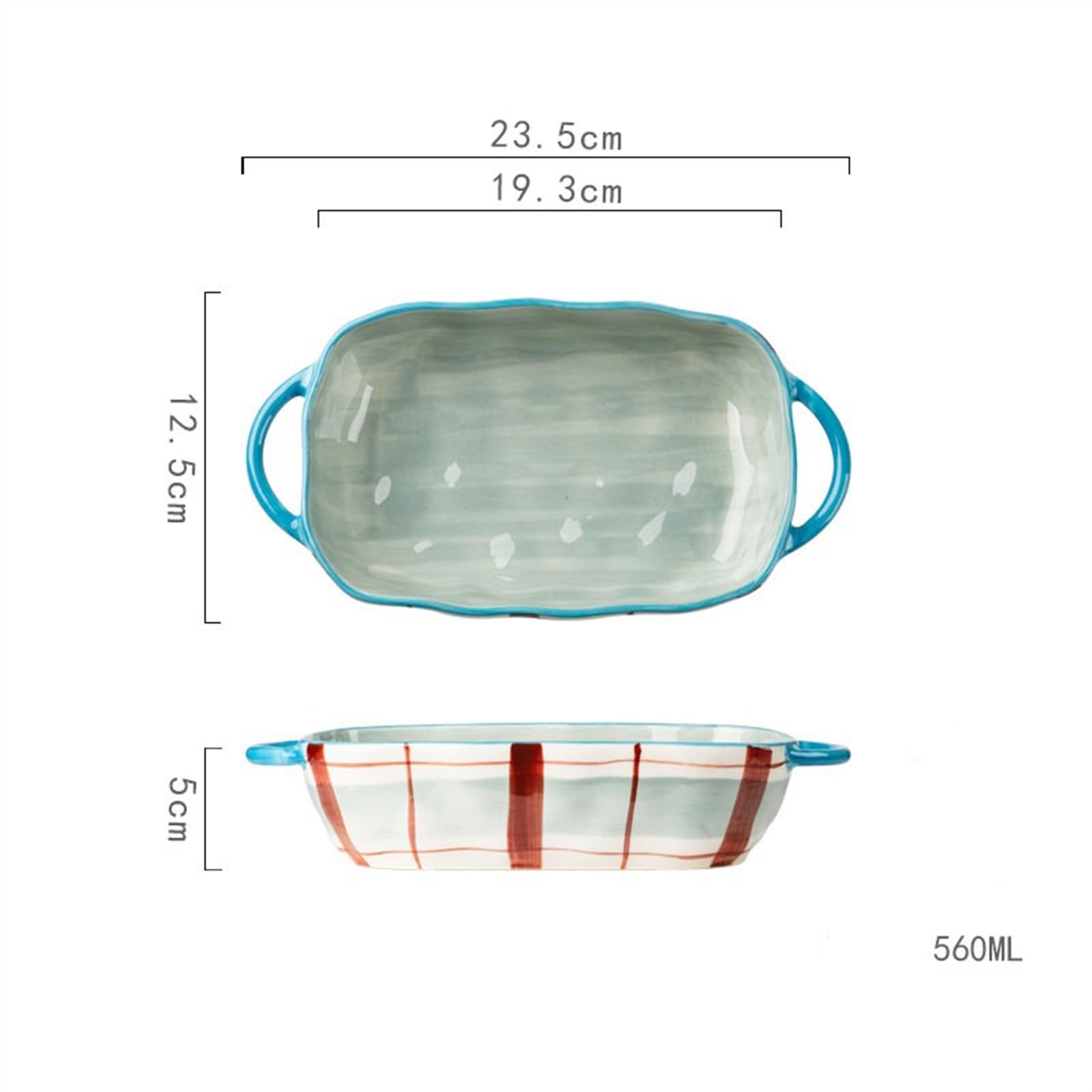 Plat de cuisson en céramique grande capacité 560 ml Pain(Blue,560ml)