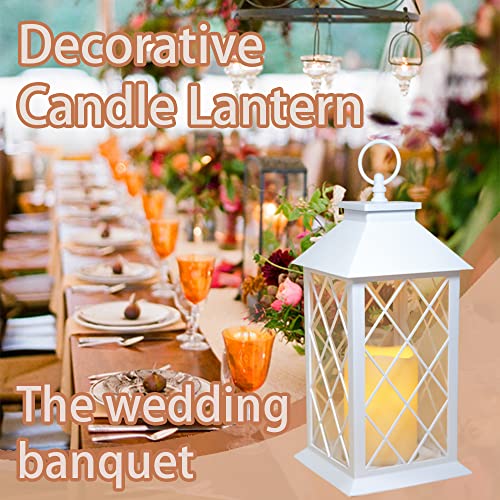 Yakii 13" Decorative Candle Lantern With Led Flameless Candle And Timer,Plastic Led Candle & Holder, Indoor & Outdoor Hanging Lights Lanterns For Wedding Decorations Lantern Decorative(White) #TOP4