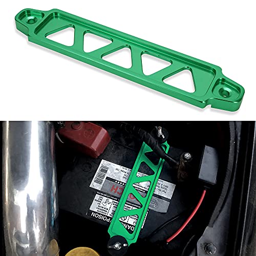 TOMALL Battery Tie Down Bracket for Car Aluminum Alloy Battery Mount Bracket Hold Lock Accessories for Honda Civic Acura (Green)