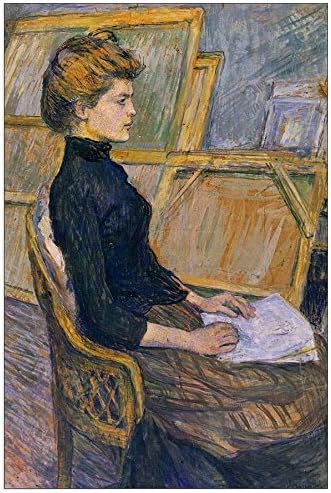 ArtPlaza Toulouse-Lautrec-Helene Vary in the study Decorative Panel, Wood, Multi-Colour, 60 x 1.8 x 90 cm
