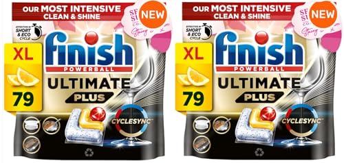 Image of Finish Powerball Quantum Ultimate Lemon Sparkle Dishwasher Pack of 2 x 70 Tablets