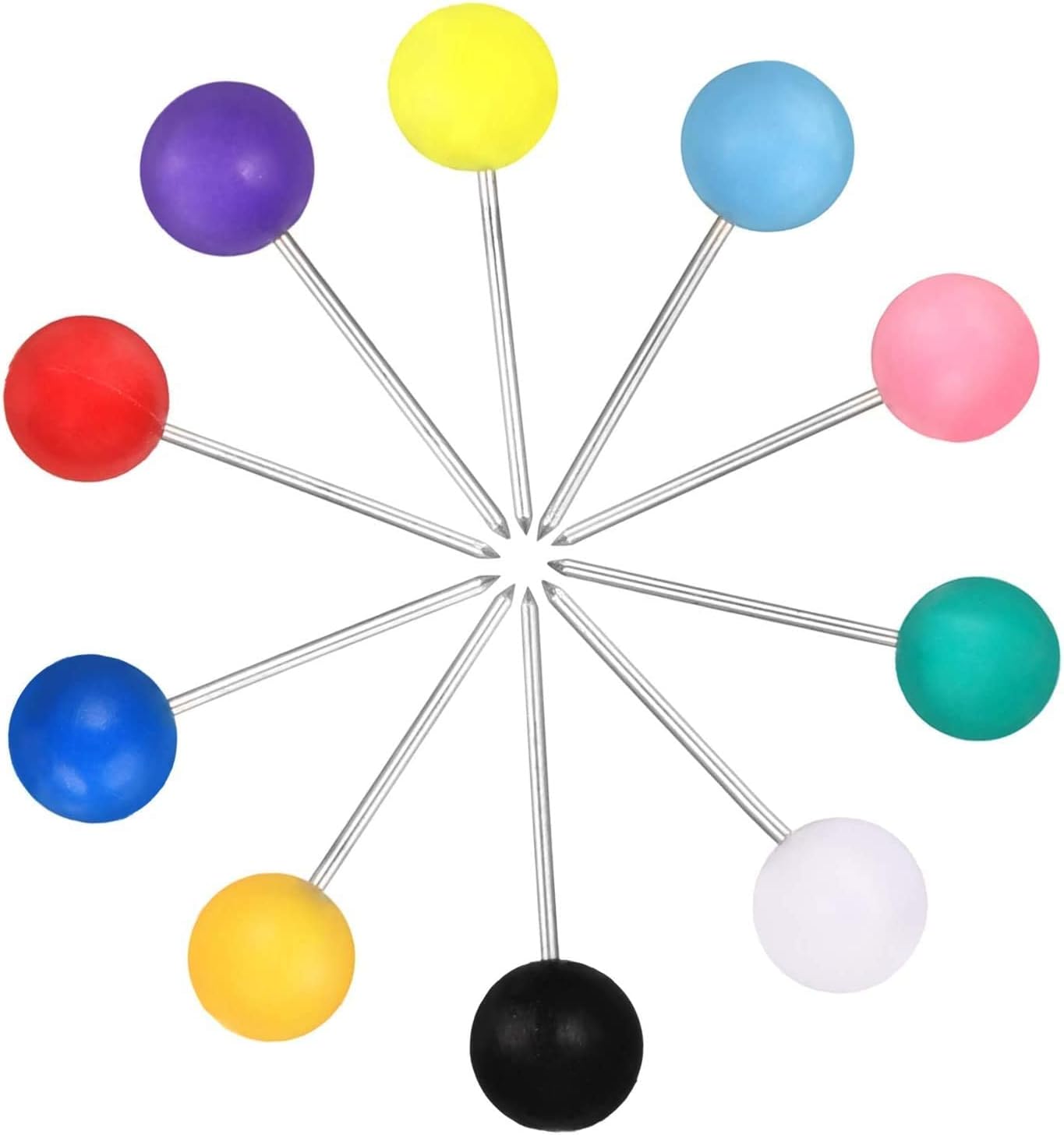 TsLinc 500 Pieces Map Push Pins Map Tacks,1/8 Inch 10 Colors Plastic Round Head Tacks with Steel Points