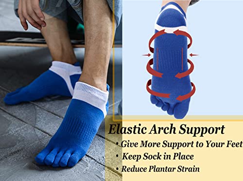 Men Toe Socks No Show Cotton Low Cut Athletic Running 5 Finger Wicking 9 Pack4