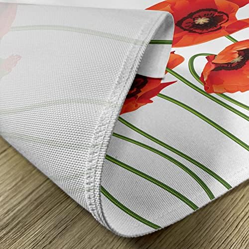 ABAKUHAUS Floral Place Mats Set of 4, Pastoral Flowers Botany, Washable Fabric Placemats for Dining Room Kitchen Table Decor, Red and Green