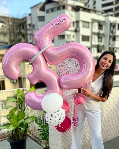 Image of Pearlescent Pink 7 Balloon, Number Balloons 40 Inch, 7th Birthday Decorations, Party Decoration for Women, Number 7 Balloon