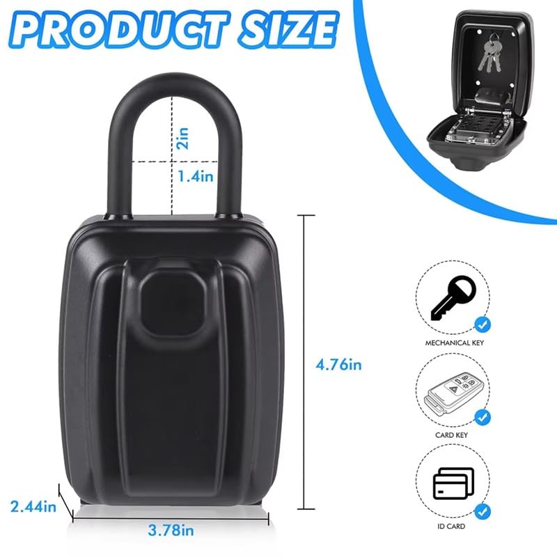 Key Lock Box with Combination Lock 12-Digits Password Code Large Capacity Wall Mounted Hanging Car Window Box Safe Case Storage Padlock Shackle Spare Emergency Security Waterproof (Hanger) - Image 2
