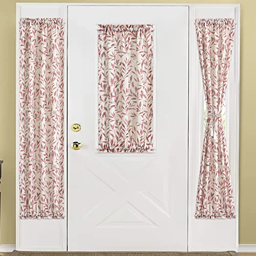 Image of VOGOL Red Sliding Glass Door Curtain, Rustic Style Curtains for Door Window with Rod Pocket at Top and Bottom, 1 Panels Decorative Drapery for Closet, 25x72 Inches