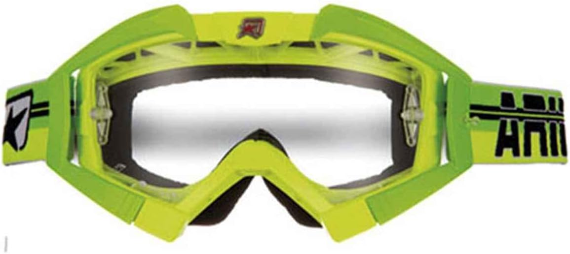 Ariete 13950-TGFL MX Goggle Riding Crows Top Line Yellow Fluorescent With Green Fluorescent Outrigger