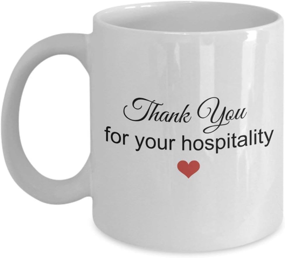 DoziliFunny Coffee Mug - Hostes Gifts for Ladies - Thank You for Your Hospitality Coffee Mug, Host Appreciation Hosting Gift Ideas, 11 Oz, White