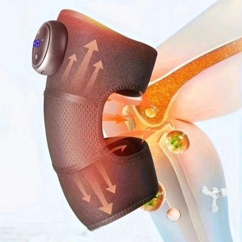 Close-up of the knee massager's control panel and magnetic battery compartment.