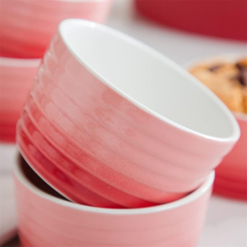 Cutlery Set 6/12-Piece 300ML Porcelain Cake Bake Dishes Souffle Cup Set Brulee Muffin Pudding Ramekins Souffle Baking Dishes Plates (Size : 6-Piece) (12) (6)