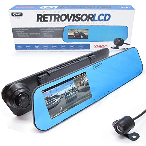 Retrovisor com Câmera Knup Kp-s103 Tela Lcd 4.3 Polegadas Câmera Frontal + Câmera de Ré