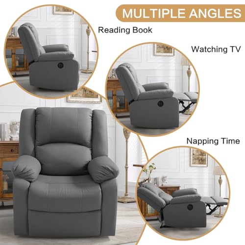 Image of Seventh Heaven Phoenix 1 Seater Motorised Recliner | Single Sofa Chair for Living Room Comfort | Ergonomic Design (Leatherette - Grey)