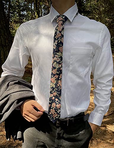 Image of Kebocis Mens Skinny Cotton Floral Tie for Men