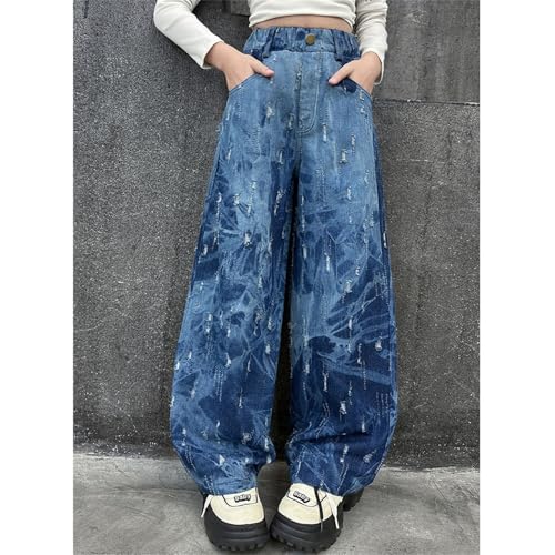 Betadog Girls High Waisted Cargo Jeans Straight Wide Leg Baggy Jeans Loose Denim Cargo Pants Trousers2